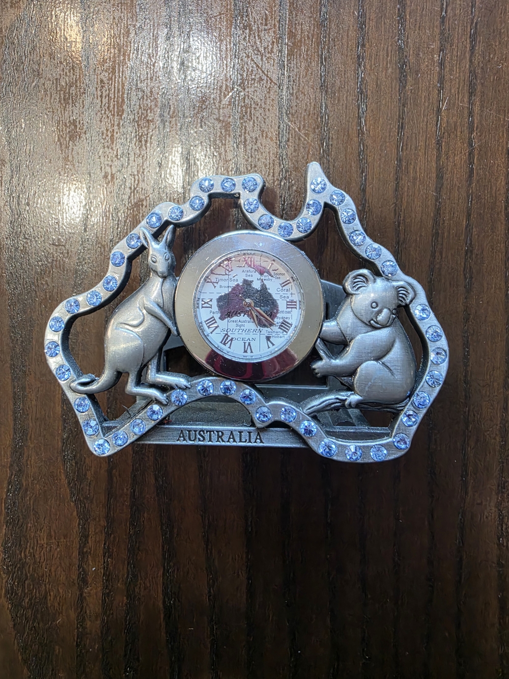 Australia Silver-Tone Kangaroo & Koala Clock Accent